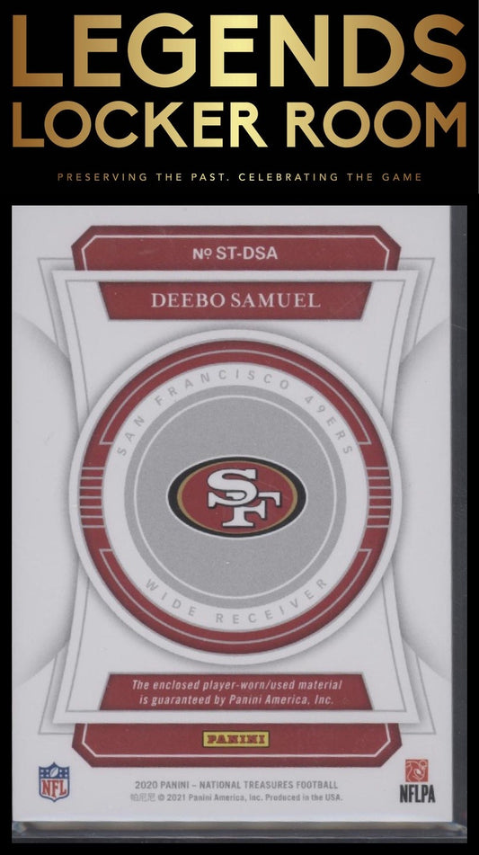 2020 Panini National Treasures #ST-DSA Deebo Samuel Sunday Treasures #/99