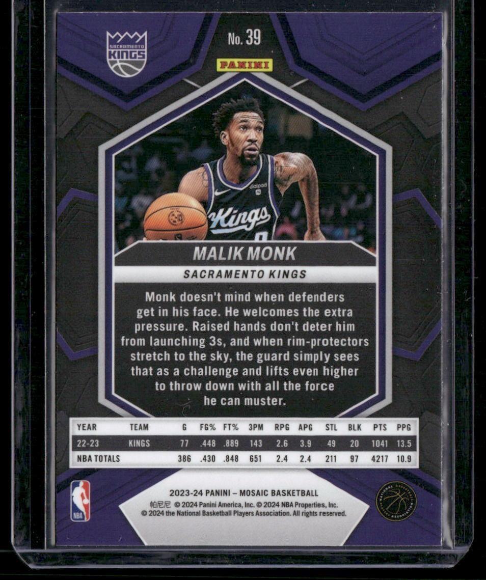 2023-24 Panini Mosaic #39 Malik Monk