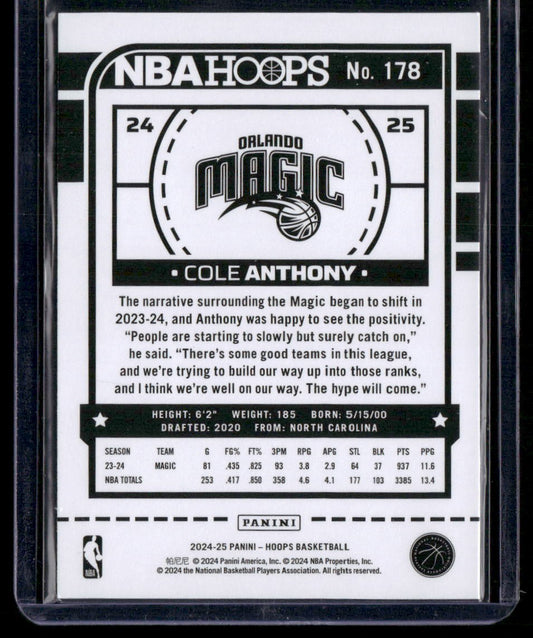 2024-25 Hoops #178 Cole Anthony