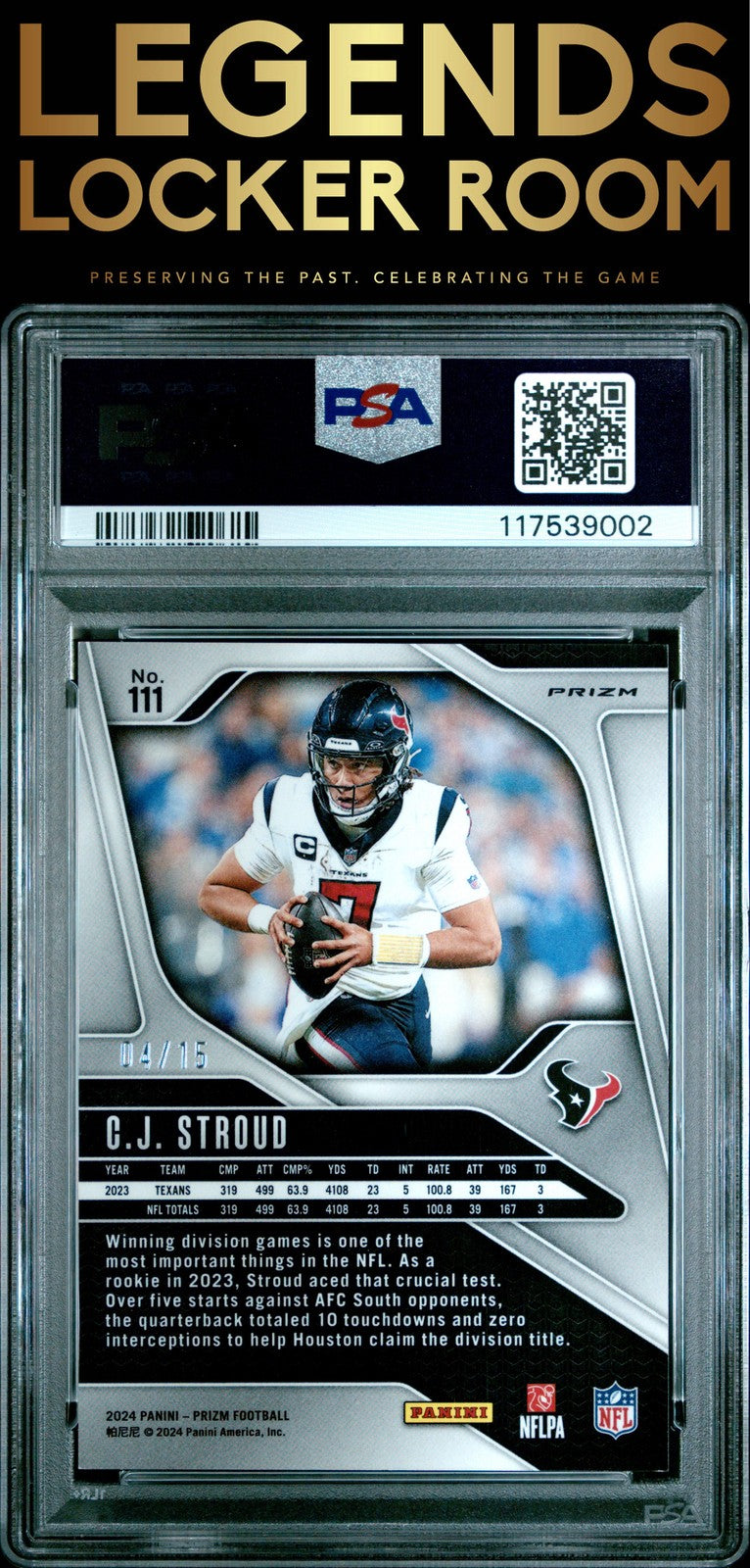 2024 Panini Prizm #111 Cj Stroud Cherry Blossom Choice PSA 8