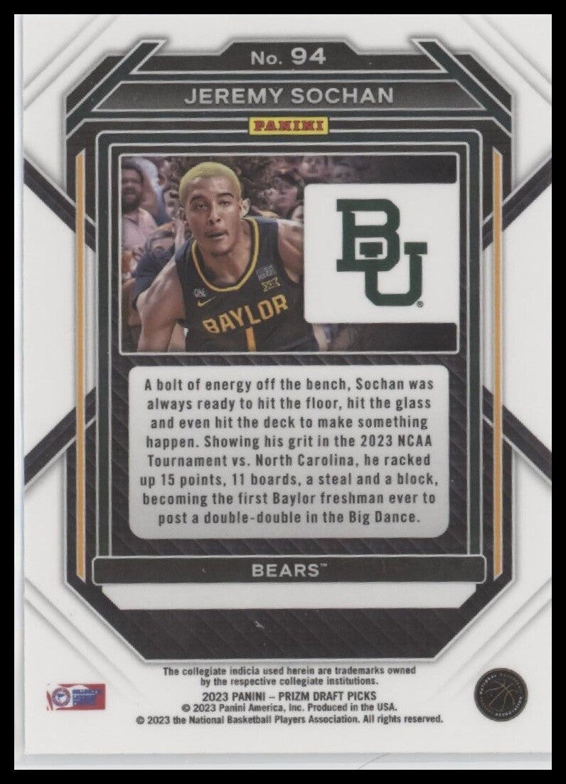 2023 Panini Prizm Draft Picks #94 Jeremy Sochan