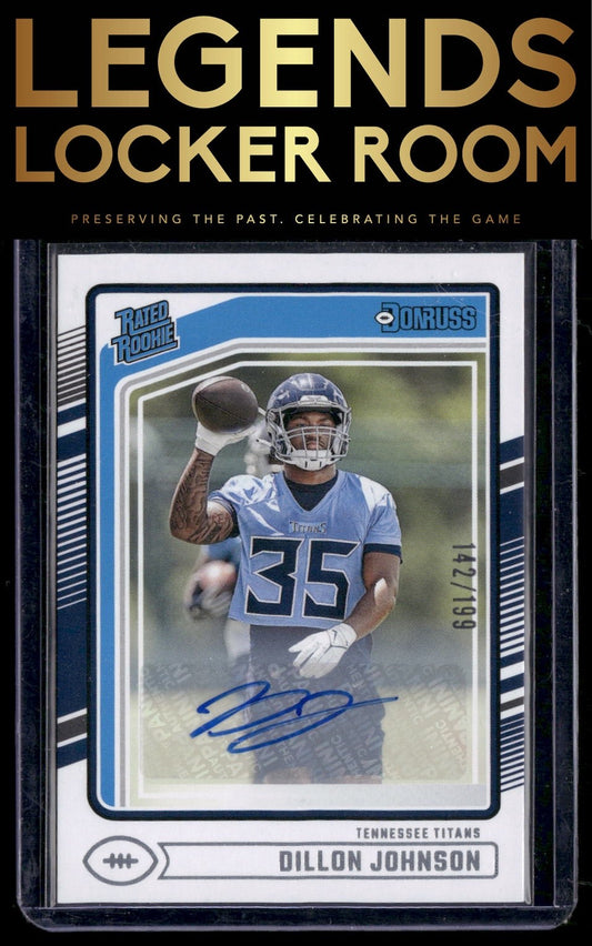 2024 Donruss #399 Dillon Johnson Rated Rookies Autographs