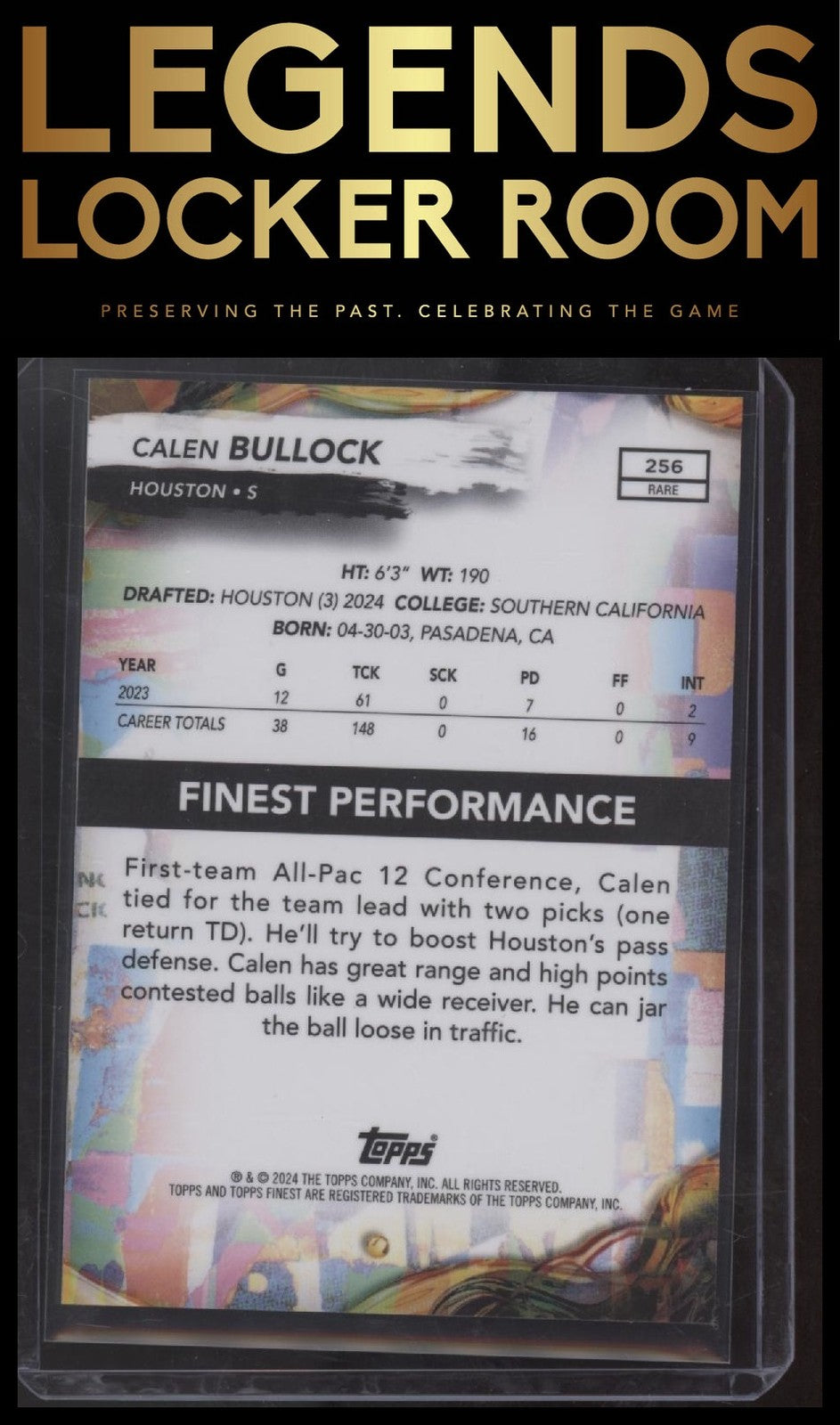 2024 Finest #256 Calen Bullock Gold Geometric Refractor #/20
