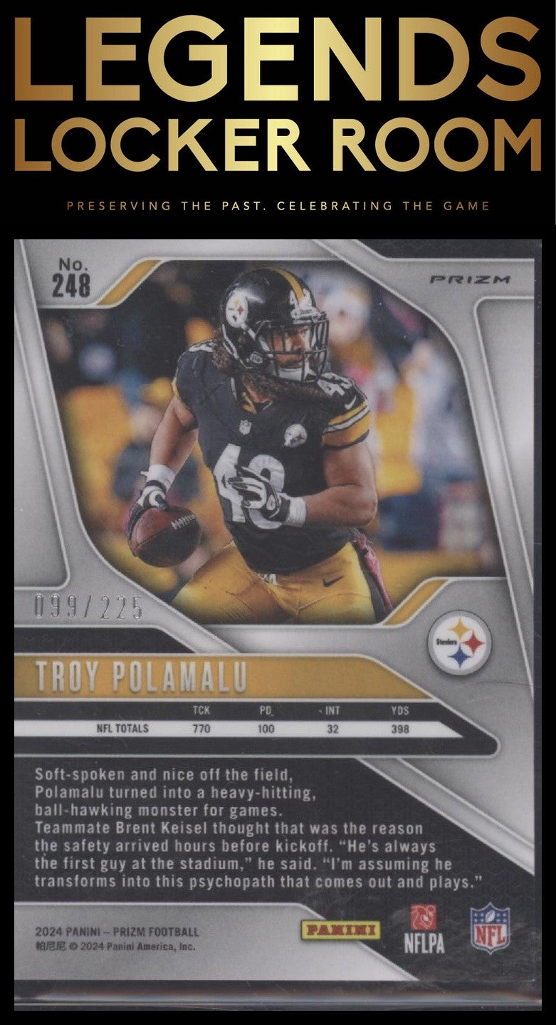 2024 Panini Prizm #248 Troy Polamalu Purple Ice #/225