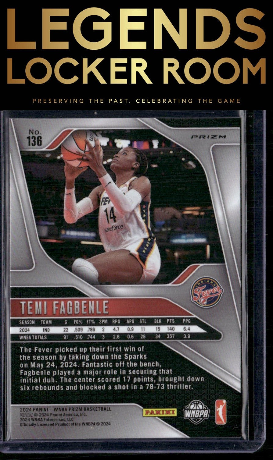 2024 Panini Prizm WNBA #136 Temi Fagbenle Silver Prizms