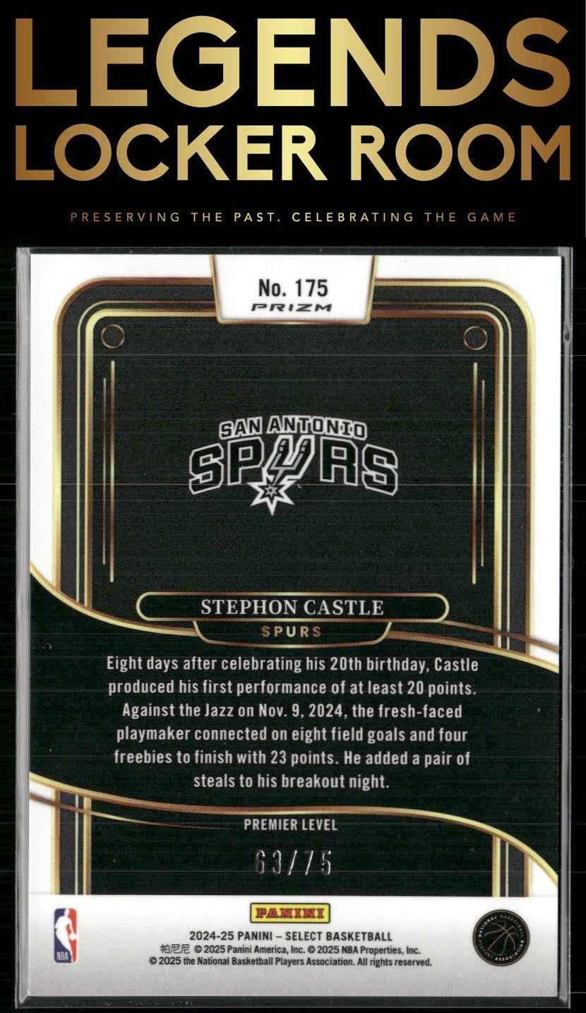 2024-25 Panini Select #175 Stephon Castle Neon Green Prizm #/75