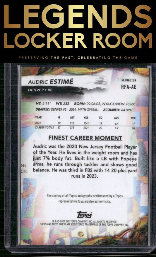 2024 Finest #RFA-AE Audric Estimé Rookie Finest Autographs