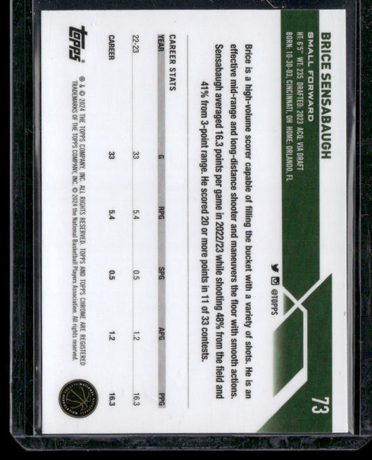 2023-24 Topps Chrome Sapphire #73 Brice Sensabaugh