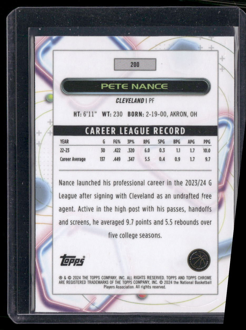 2023-24 Topps Chrome Cosmic #200 Pete Nance Pink Galaxy Refractors