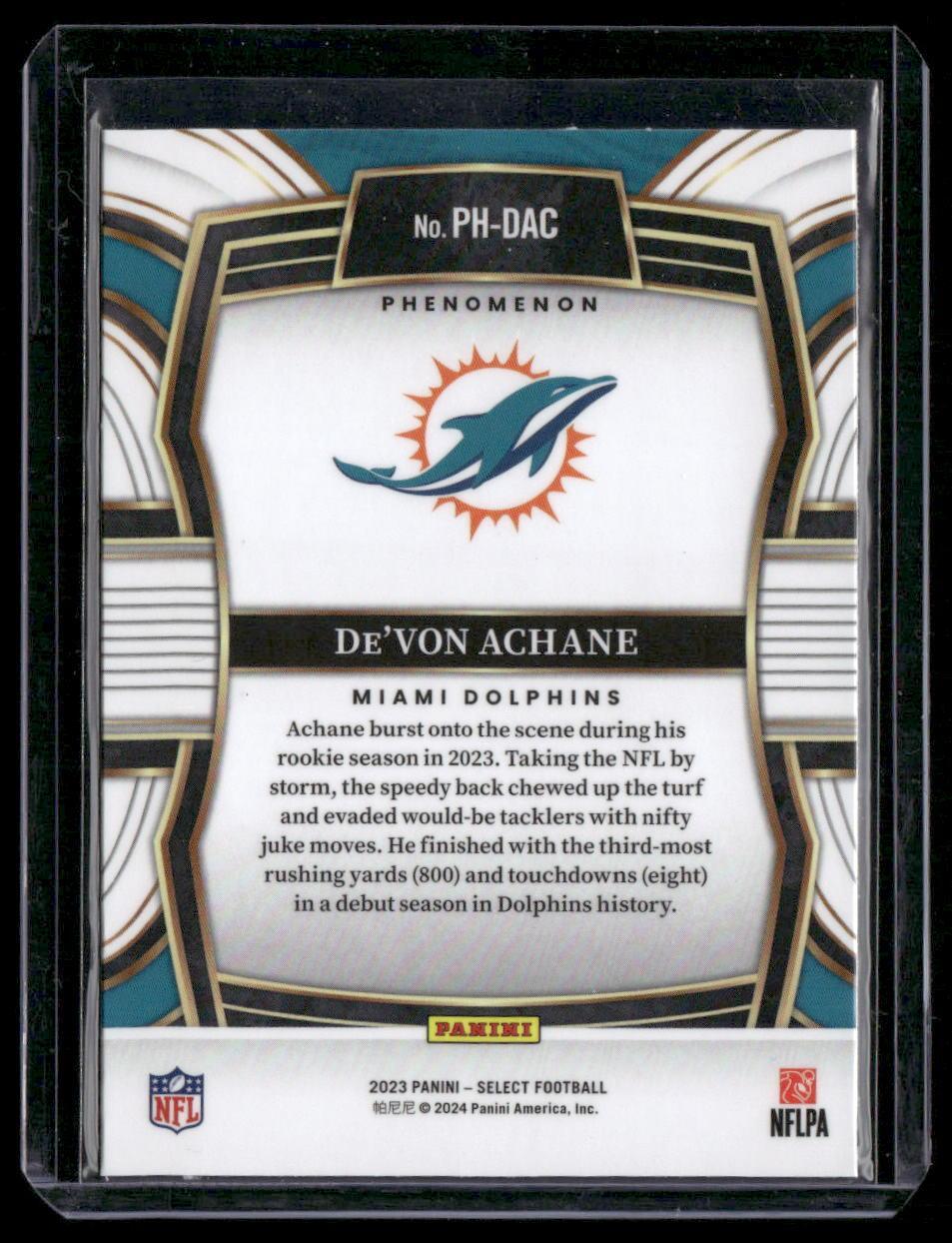 2023 Panini Select #PH-DAC De'Von Achane Phenomenon