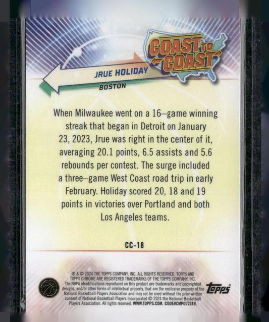 2023-24 Topps Chrome #CC-18 Jrue Holiday Coast to Coast