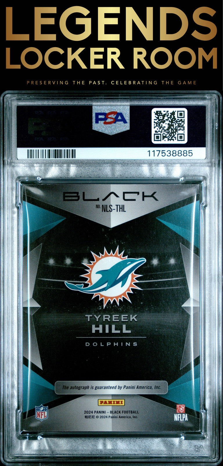2024 Panini Black Night Light Signatures Tyreek Hill /25 PSA 7