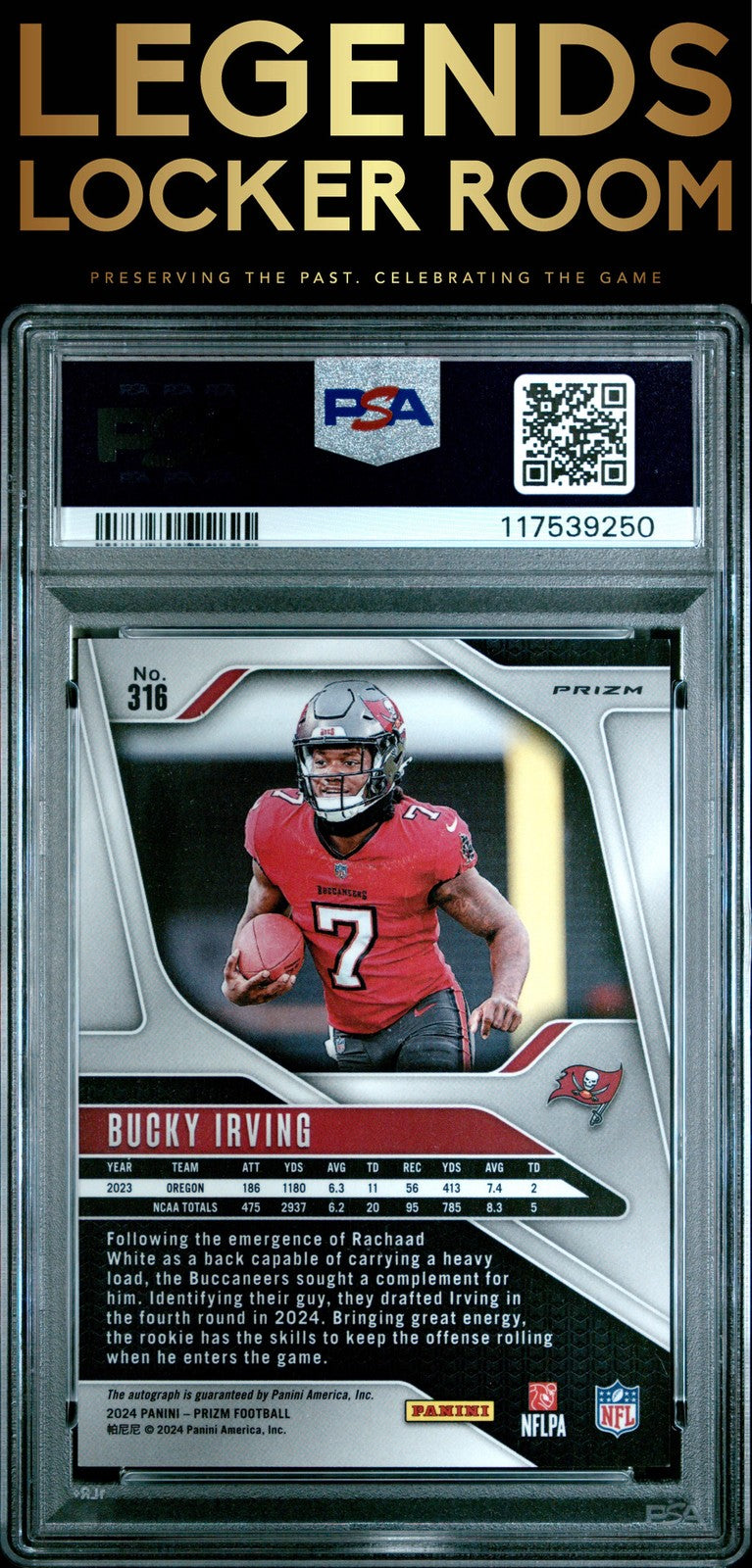 2024 Panini Prizm #316 Bucky Irving Autograph PSA 9