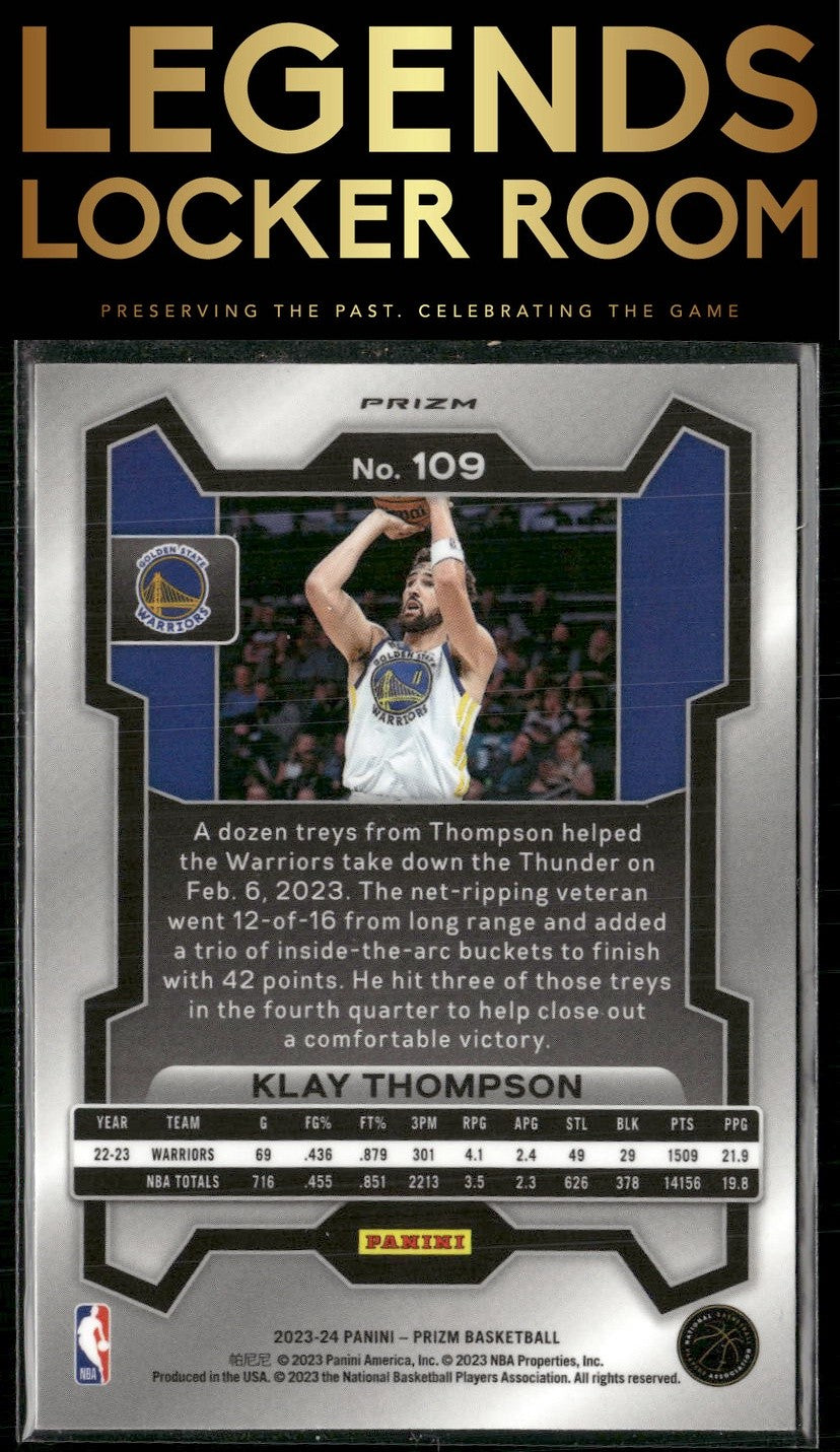 2023-24 Panini Prizm #109 Klay Thompson Prizms Silver