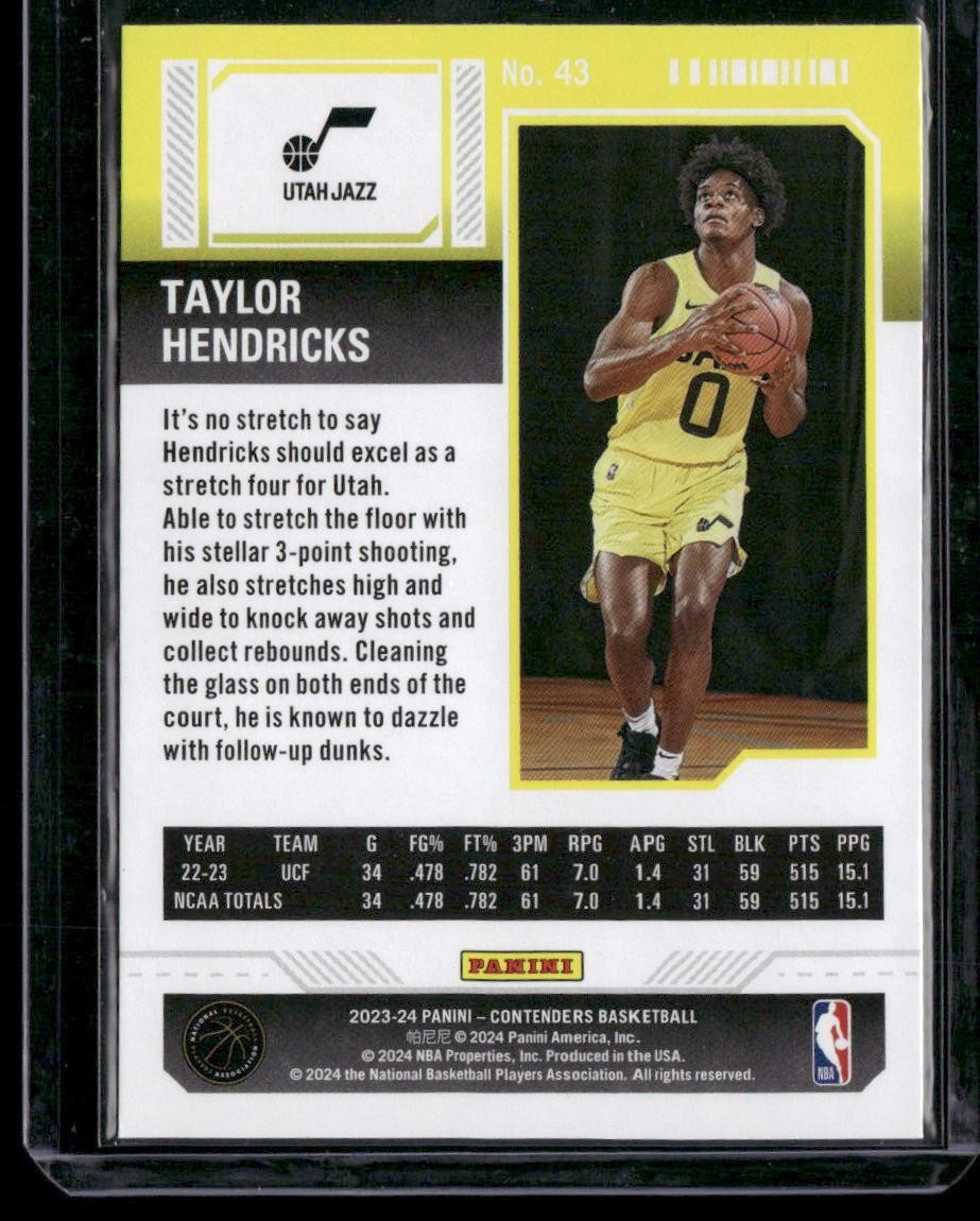 2023-24 Panini Contenders #43 Taylor Hendricks Season Ticket Retail