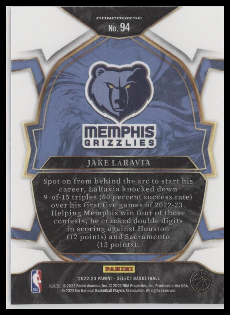 2022-23 Panini Select #94 Jake LaRavia Blue (Retail Base)