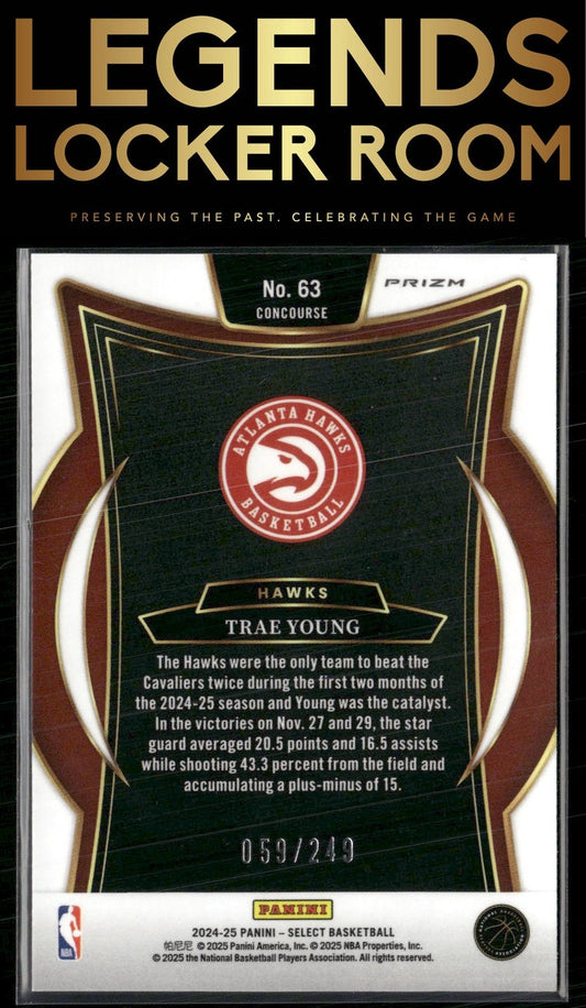 2024-25 Panini Select #63 Trae Young Blue Scope Prizm #/249