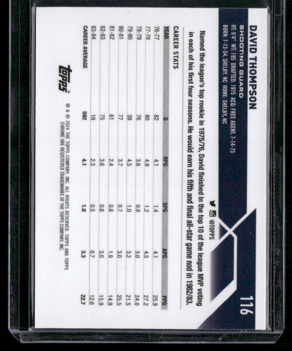 2023-24 Topps Chrome #116 David Thompson Prism Refractors