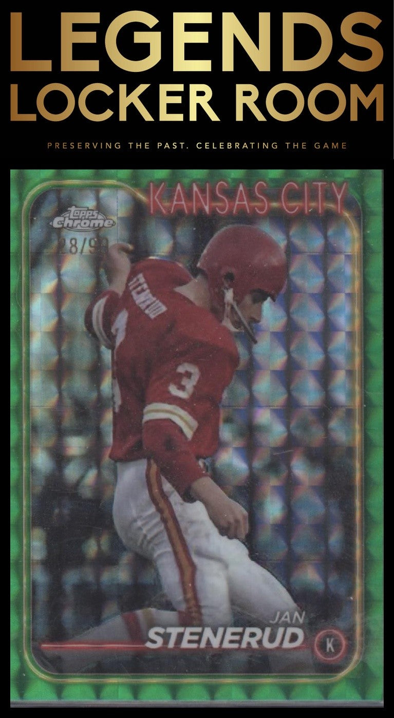 2024 Topps Chrome #98 Jan Stenerud Green Geometric Refractor #/99