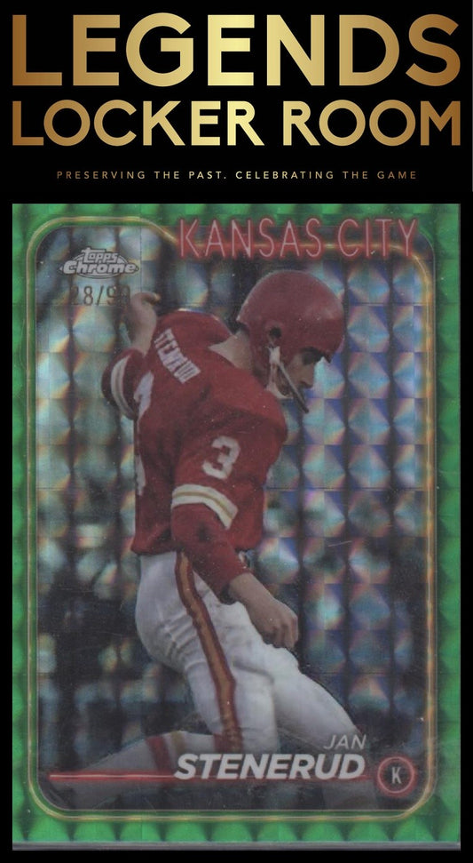 2024 Topps Chrome #98 Jan Stenerud Green Geometric Refractor #/99