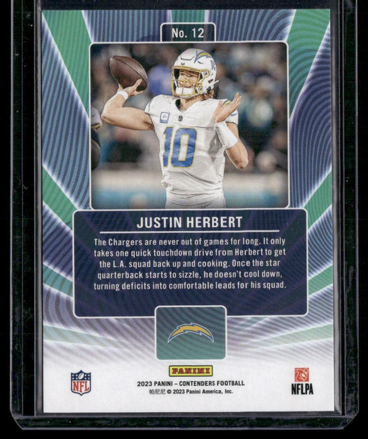 2023 Panini Contenders #12 Justin Herbert Winning Ticket