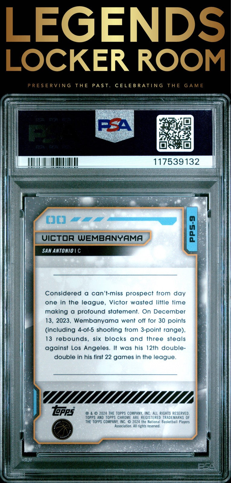 2023 Topps Cosmic Chrome Planetary Pursuit Victor Wembanyama Sun PSA 10