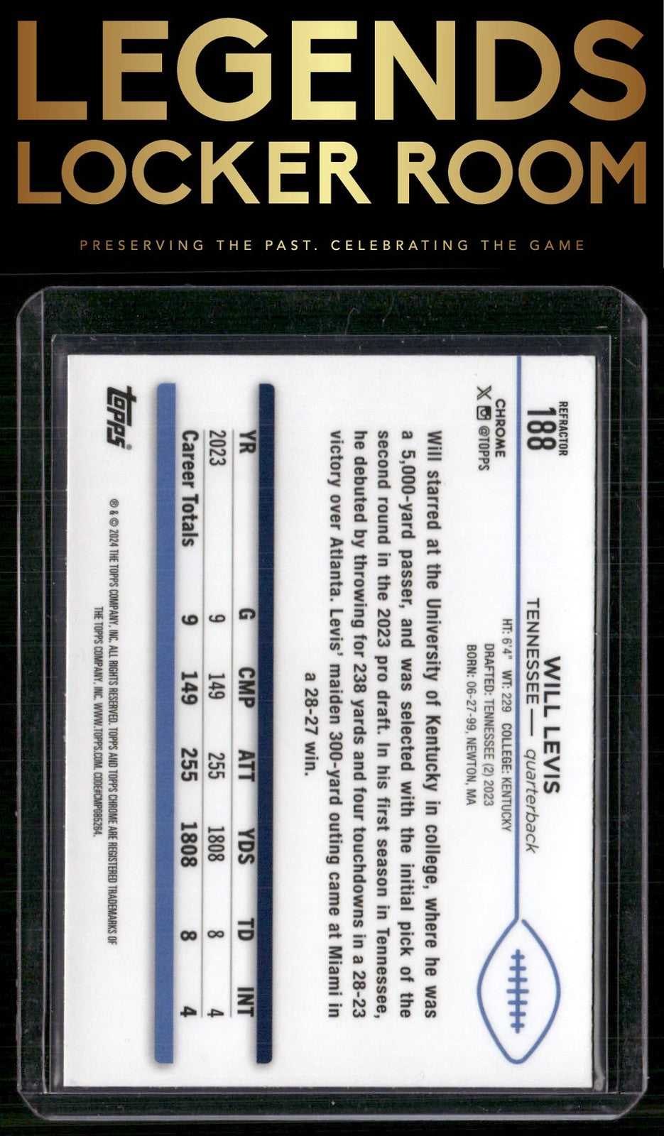 2024 Topps Chrome #188 Will Levis Refractor