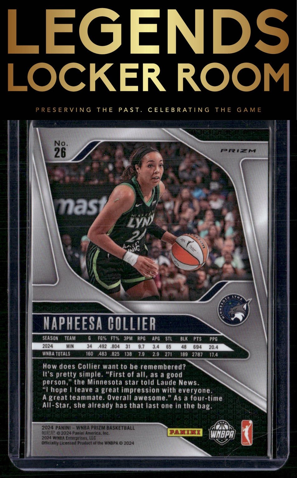 2024 Panini Prizm WNBA #26 Napheesa Collier Silver Prizms