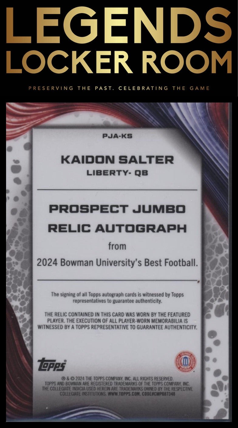 2024 Bowman University Best Kaidon Salter Prospect Jumbo Relic Auto