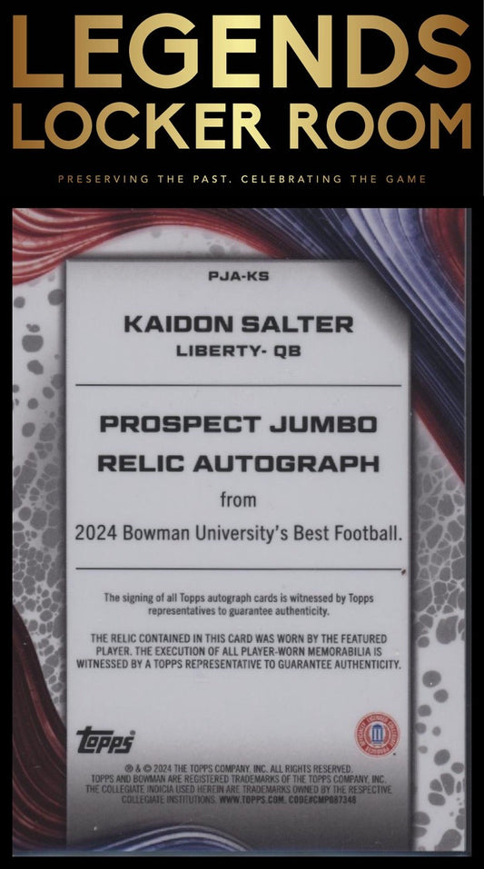 2024 Bowman University Best Kaidon Salter Prospect Jumbo Relic Auto