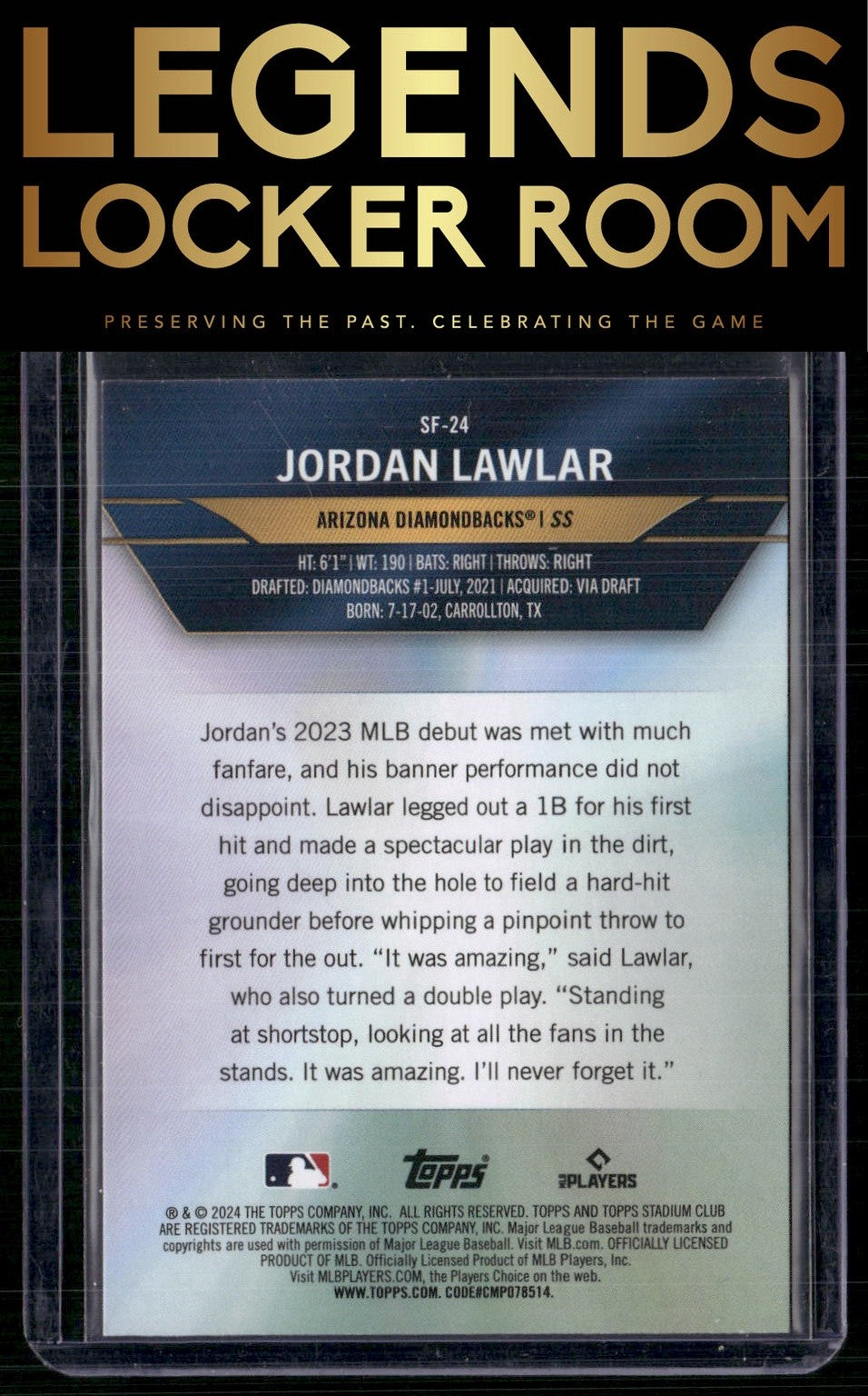 2024 Stadium Club #SF-24 Jordan Lawlar Special Forces