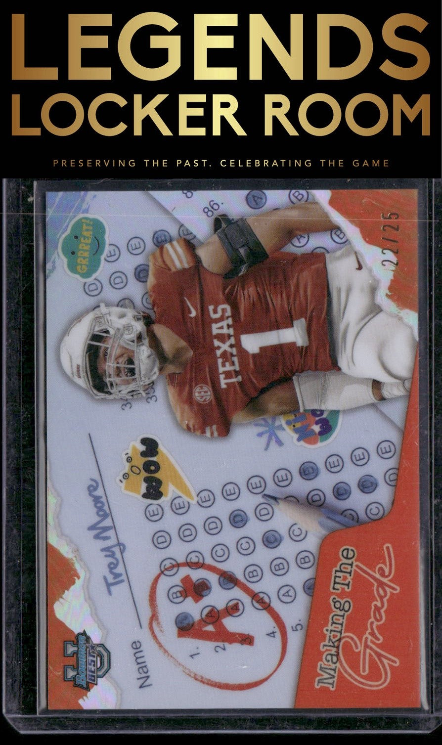 2024 Bowman University Best Trey Moore Making the Grade Orange Refractor /25