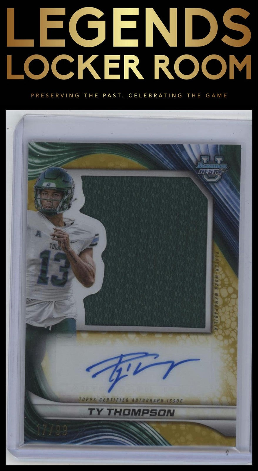 2024 Bowman University Best Ty Thompson Prospect Jumbo Relic Auto Honor Roll /99