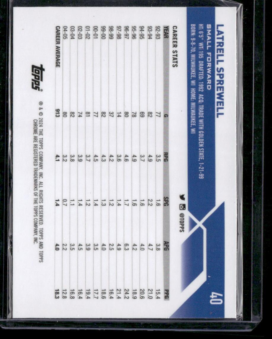2023-24 Topps Chrome #40 Latrell Sprewell