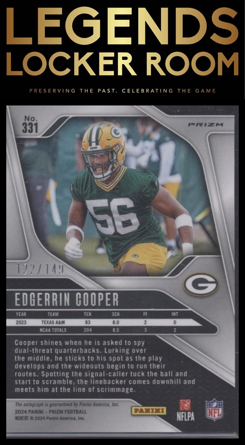 2024 Panini Prizm #331 Edgerrin Cooper Rookie Autographs Red Wave Prizm #/149