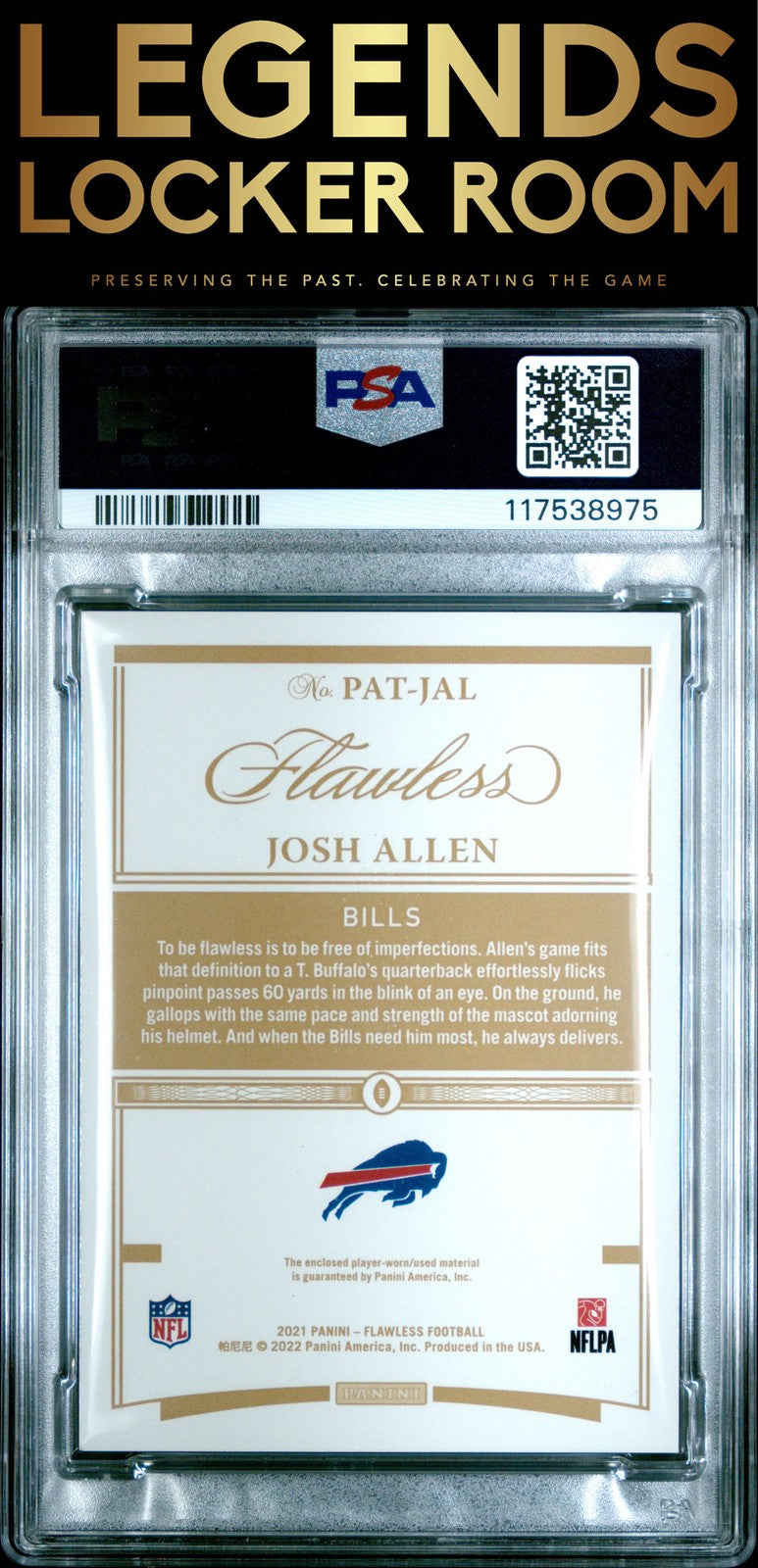 2021 Panini Flawless Patches #JAL Josh Allen Patches-Silver PSA 8