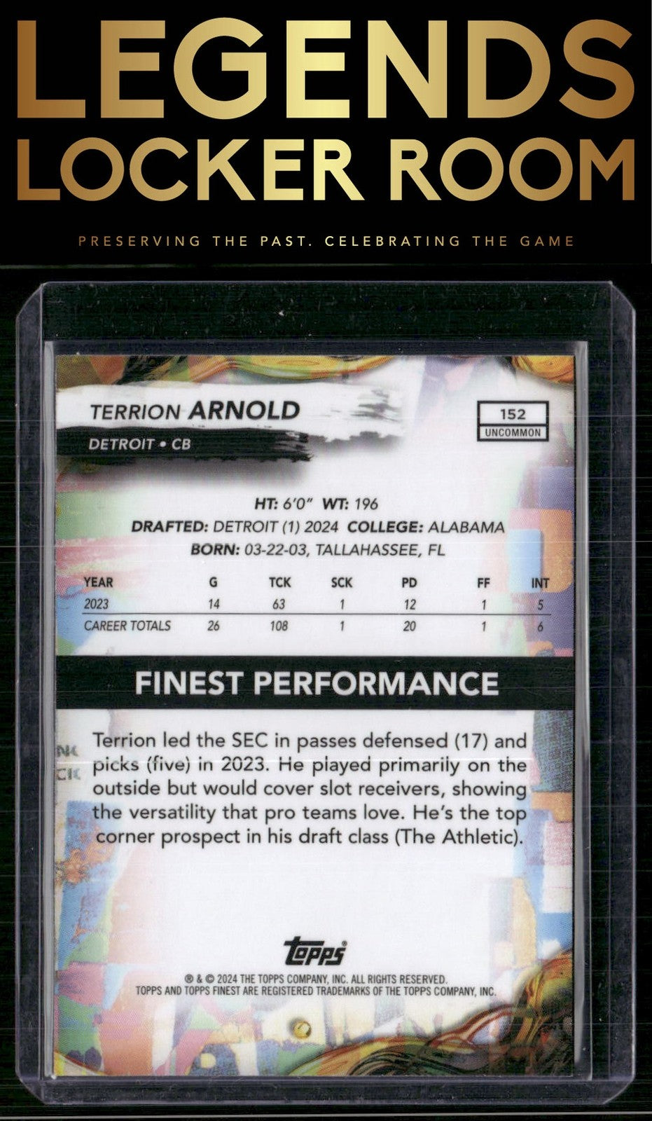 2024 Finest #152 Terrion Arnold Sky Blue Refractor #/250