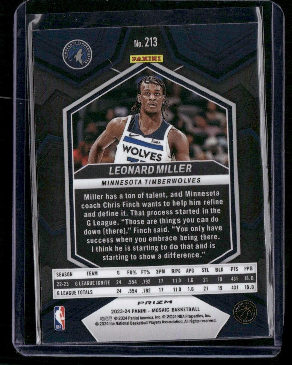 2023-24 Panini Mosaic #213 Leonard Miller Green