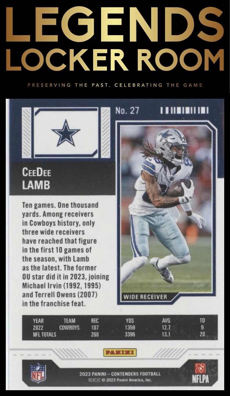 2023 Panini Contenders #27 CeeDee Lamb Season Ticket Retail