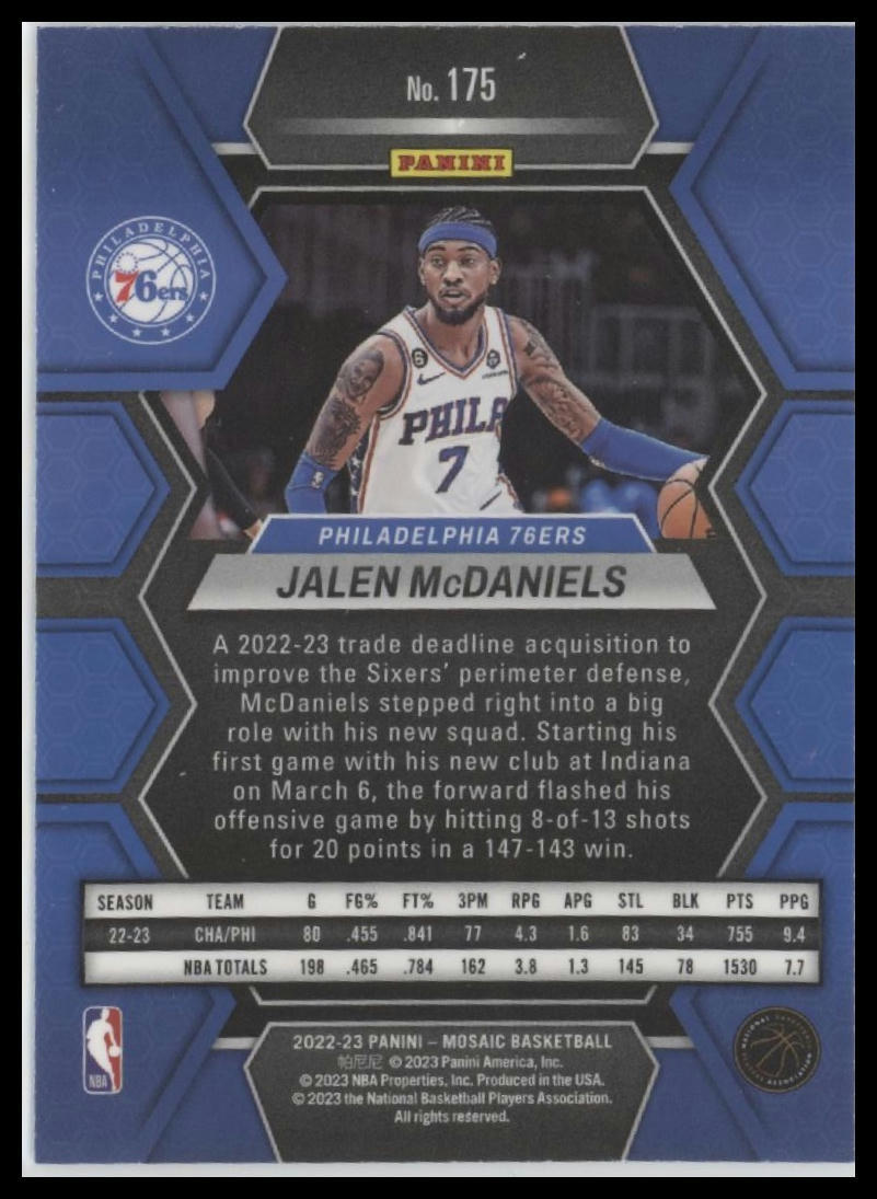 2022-23 Panini Mosaic #175 Jalen McDaniels