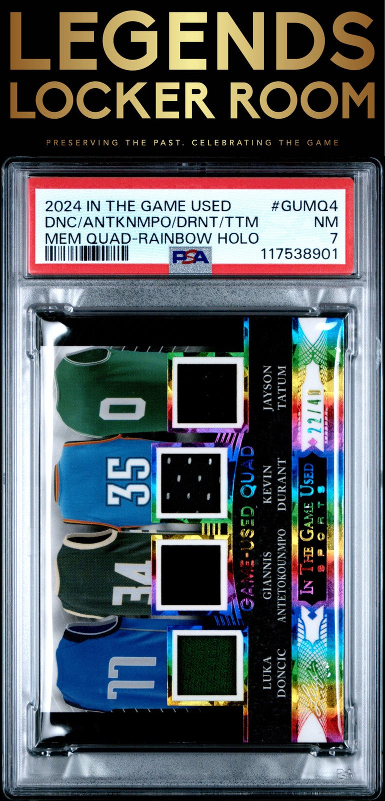 2024 Leaf In The Game Used Memorabilia Quad Dnc/Antknmpo/Drnt/Ttm  PSA 7