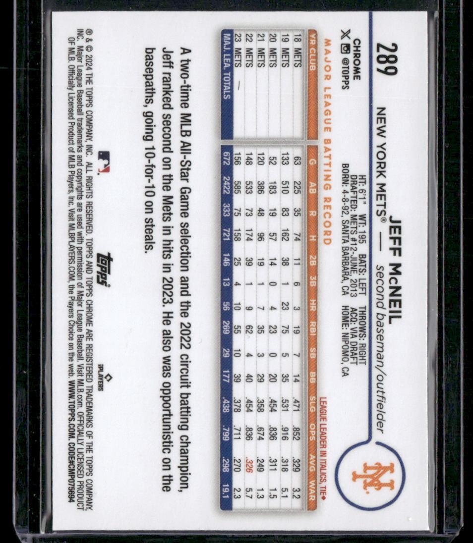 2024 Topps Chrome #289 Jeff McNeil Sepia Refractors