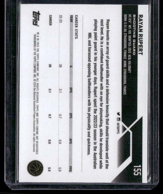 2023-24 Topps Chrome Sapphire #155 Rayan Rupert