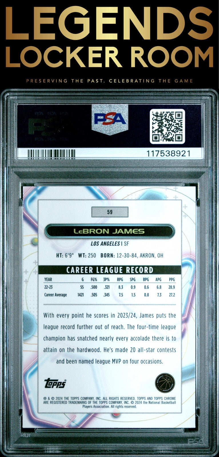 2023 Topps Cosmic Chrome #59 Lebron James PSA 10