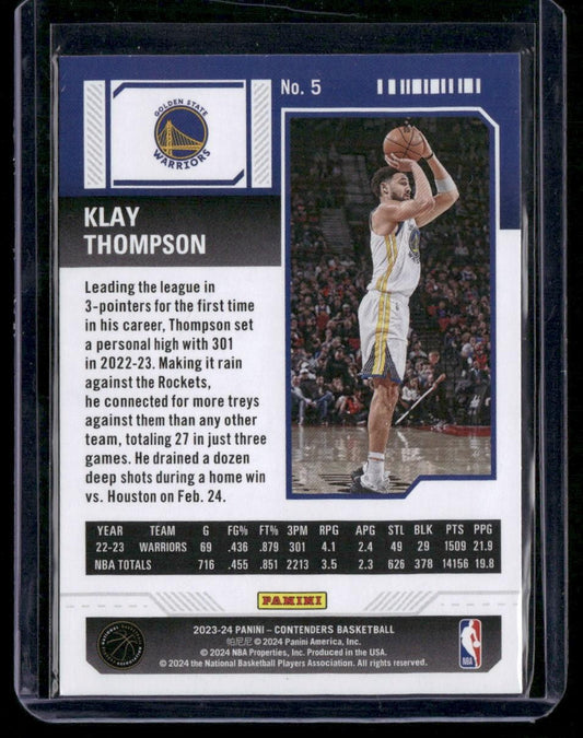 2023-24 Panini Contenders #5 Klay Thompson Game Ticket Red