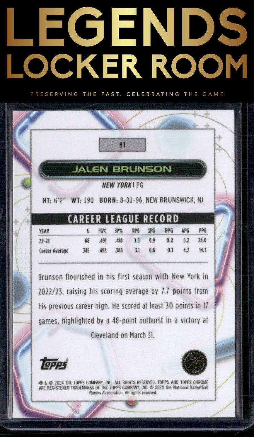 2023-24 Topps Chrome Cosmic #81 Jalen Brunson