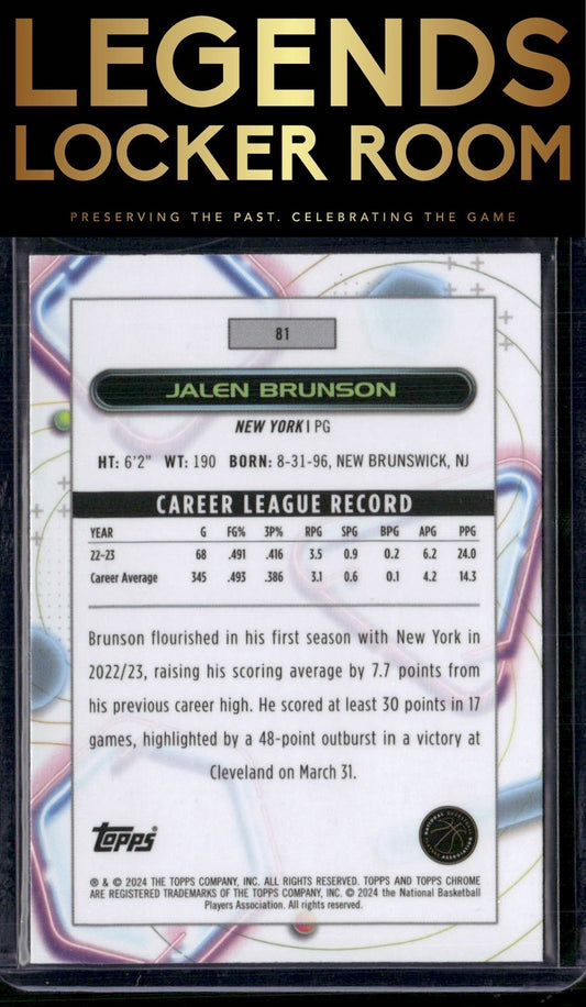 2023-24 Topps Chrome Cosmic #81 Jalen Brunson