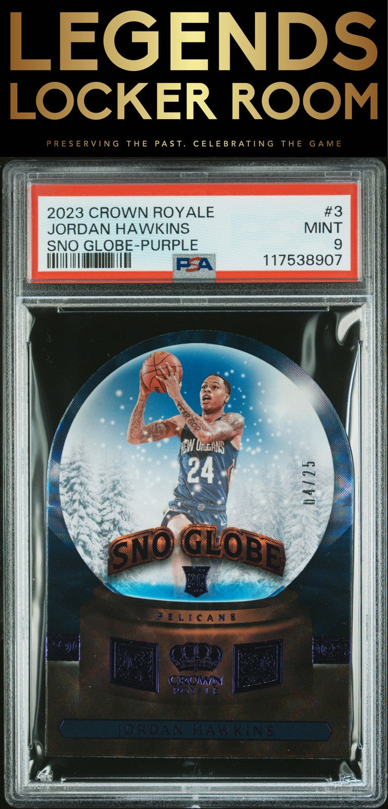 2023 Panini Crown Royale Sno Globe #3 Jordan Hawkins Sno Globe-Purple PSA 9