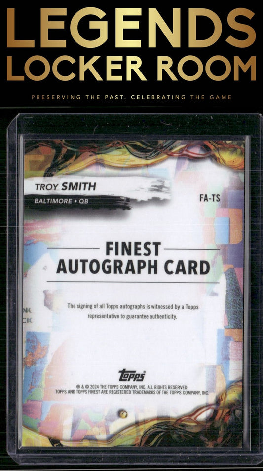 2024 Finest #FA-TS Troy Smith Finest Autographs Blue Checkerboard Refractor #/99