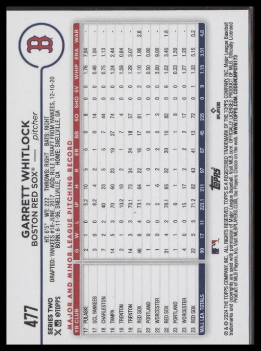 2024 Topps #477 Garrett Whitlock